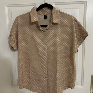 Cream polka dot collared blouse